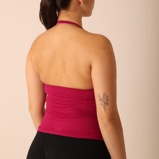 Avancer Seamless Thin Strap Scrunch Halter Top