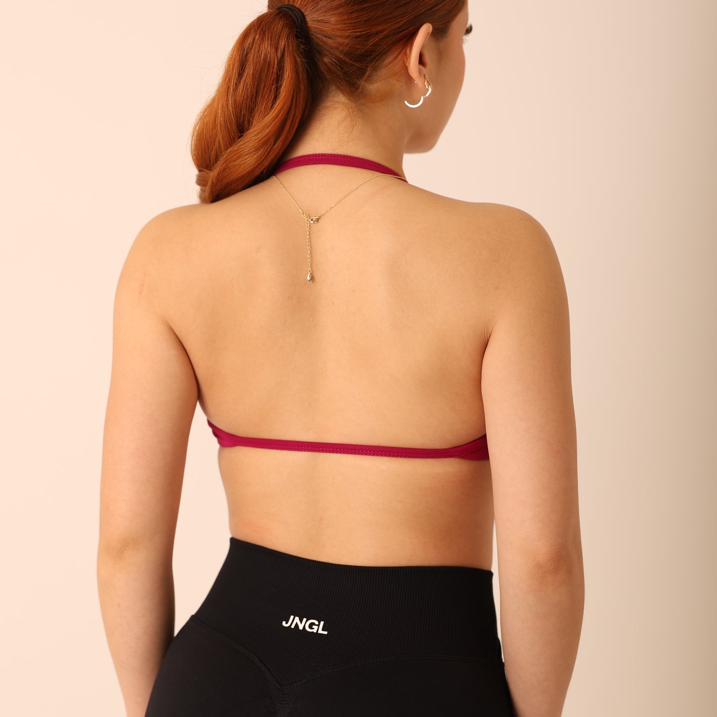 Avancer Seamless Thin Strap Scrunch Halter Sports Bra