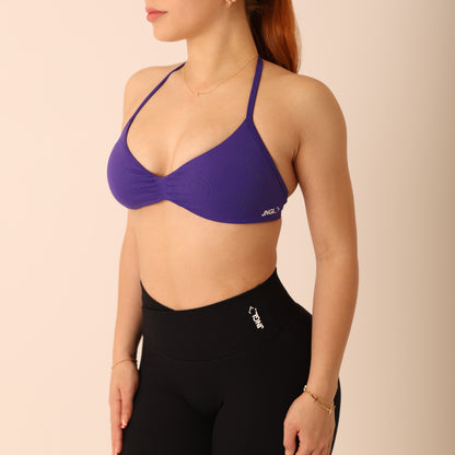 Avancer Seamless Thin Strap Scrunch Halter Sports Bra