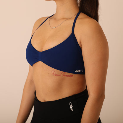 Avancer Seamless Thin Strap Scrunch Halter Sports Bra