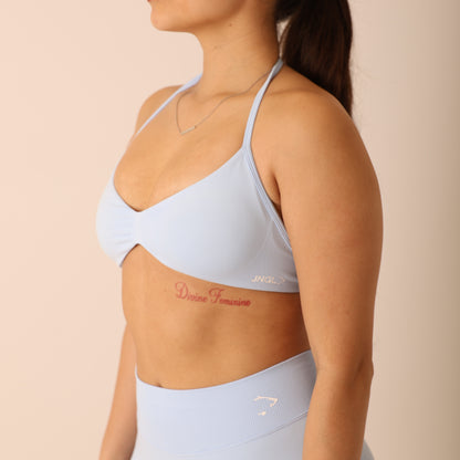 Avancer Seamless Thin Strap Scrunch Halter Sports Bra