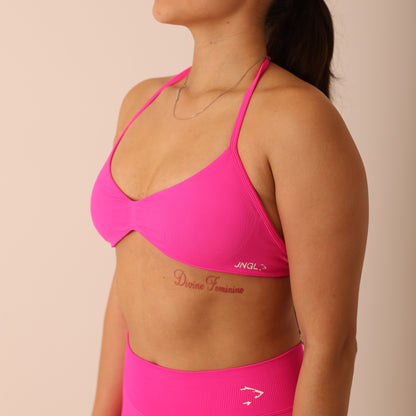 Avancer Seamless Thin Strap Scrunch Halter Sports Bra