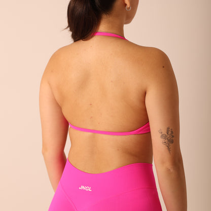 Avancer Seamless Thin Strap Scrunch Halter Sports Bra