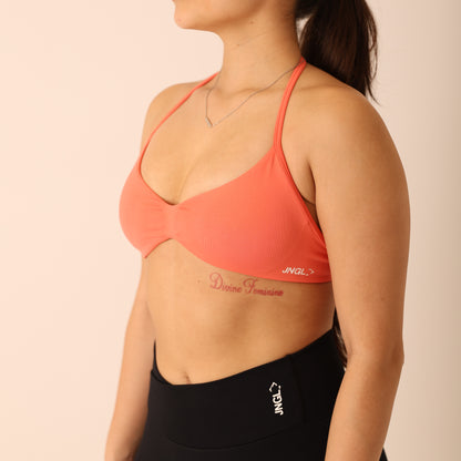 Avancer Seamless Thin Strap Scrunch Halter Sports Bra