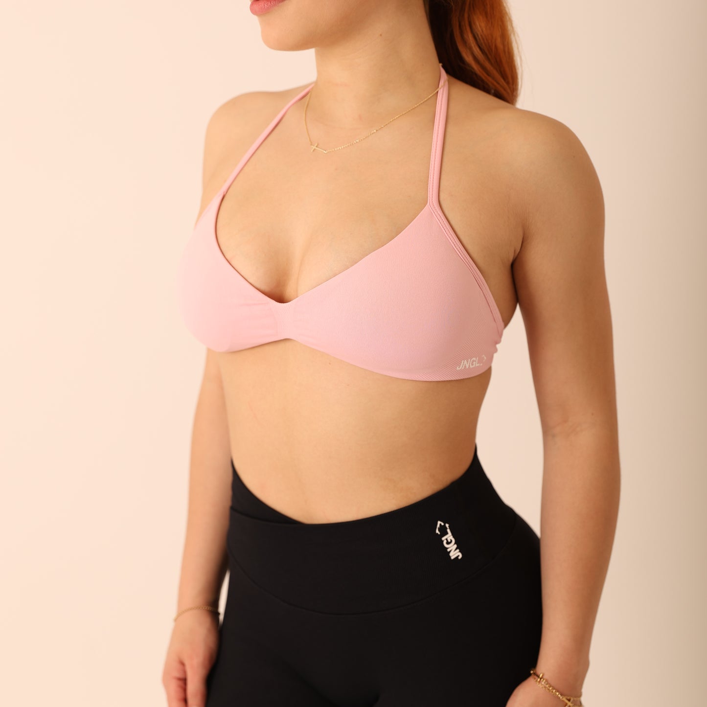 Avancer Seamless Thin Strap Scrunch Halter Sports Bra