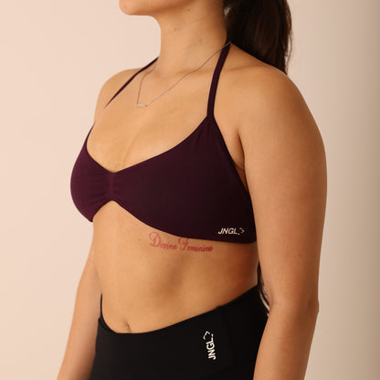 Avancer Seamless Thin Strap Scrunch Halter Sports Bra
