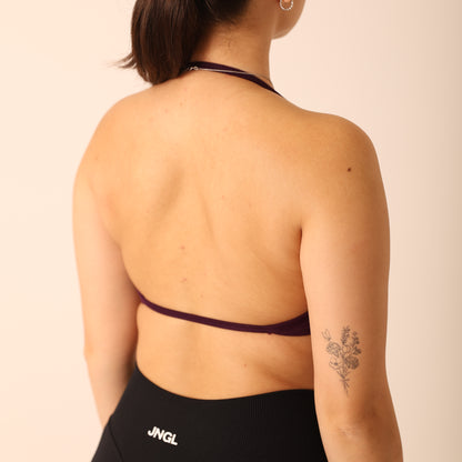 Avancer Seamless Thin Strap Scrunch Halter Sports Bra