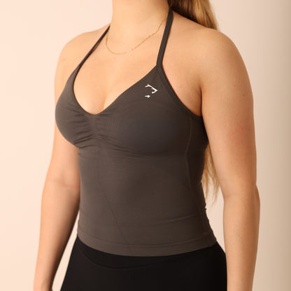 Avancer Seamless Thin Strap Scrunch Halter Top