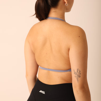 Avancer Seamless Thin Strap Scrunch Halter Sports Bra
