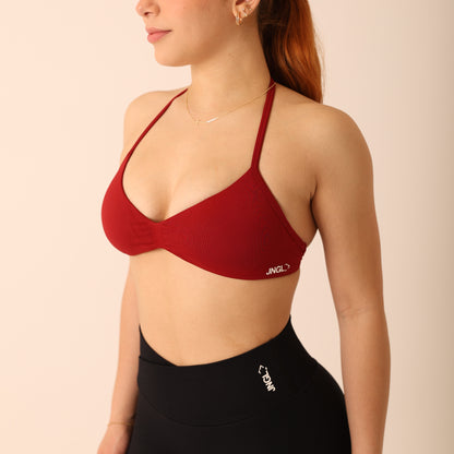 Avancer Seamless Thin Strap Scrunch Halter Sports Bra