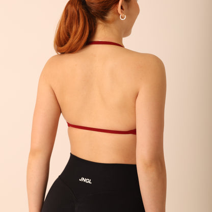 Avancer Seamless Thin Strap Scrunch Halter Sports Bra