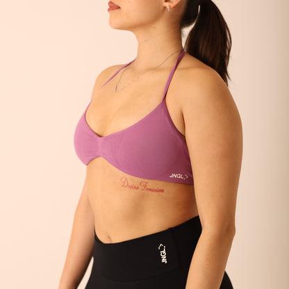 Avancer Seamless Thin Strap Scrunch Halter Sports Bra