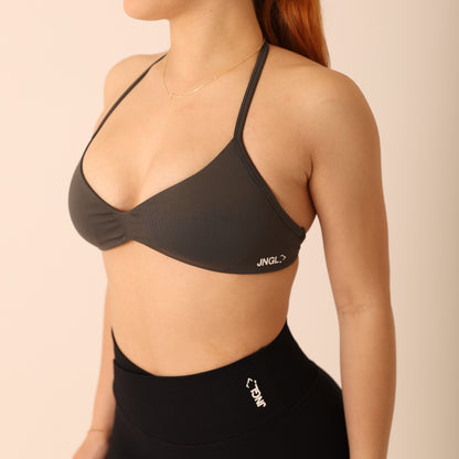 Avancer Seamless Thin Strap Scrunch Halter Sports Bra