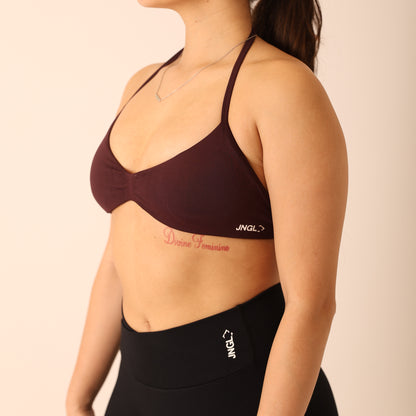 Avancer Seamless Thin Strap Scrunch Halter Sports Bra