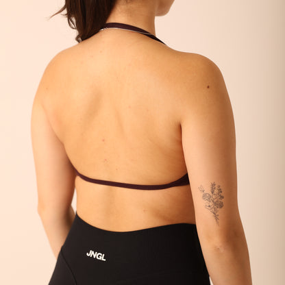 Avancer Seamless Thin Strap Scrunch Halter Sports Bra