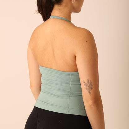 Avancer Seamless Thin Strap Scrunch Halter Top