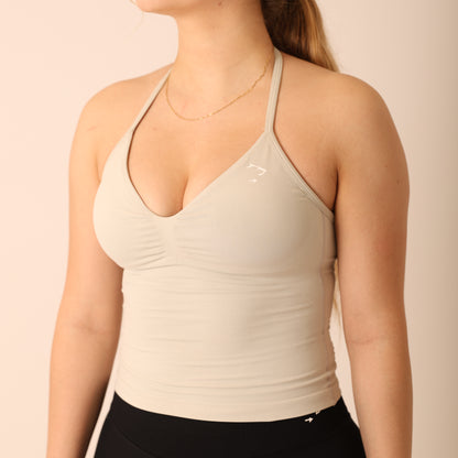 Avancer Seamless Thin Strap Scrunch Halter Top