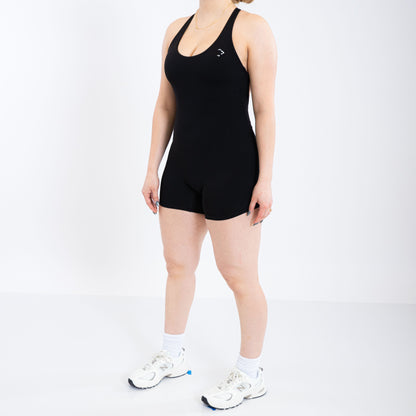 Shape Cross Strap Open Back Shorts Onesie
